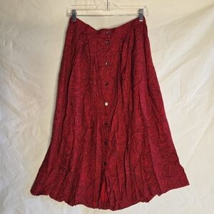 Liz Claiborne Red A-Line Maxi Skirt with Pleats